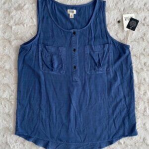 a.n.a. Blue Tank Top Front Pockets